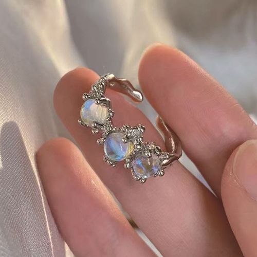 Bagues En Pierre Ouverte De Coeur Irrégulier D'opale Pour Les Femmes, Bijoux Esthétiques Y2k, Bague Creuse Gothique Pour Les Filles, Bague De Mode Géométrique Kpop