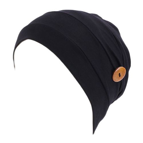 Casquette Turban Plissée En Coton Modal Pour Femmes, Porte-Masque Facial Avec Bouton Fixe, Couleur Unie, Protection Des Oreilles, Enveloppement De Tête, Chimio Extensible