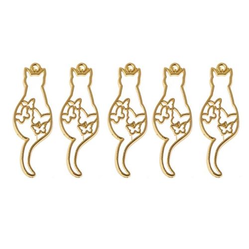 Collier Pendentif Avec Cadre En Métal Doré, 6 Pièces, Mignon Cadre Ajouré, Chaton Chat, Uv, Résine Époxy, Outils, Accessoires Faits À La Main
