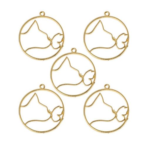 Collier Pendentif Avec Cadre En Métal Doré, 6 Pièces, Mignon Cadre Ajouré, Chaton Chat, Uv, Résine Époxy, Outils, Accessoires Faits À La Main