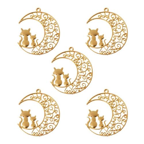 Collier Pendentif Avec Cadre En Métal Doré, 6 Pièces, Mignon Cadre Ajouré, Chaton Chat, Uv, Résine Époxy, Outils, Accessoires Faits À La Main