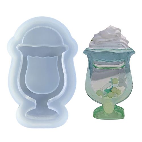 Géométrie Sorbet Dessert Tasse Résine Moulage Silicone Moule Femme Porte-Clés Pendentif Décoratif Quicksand Moule Pour Diy