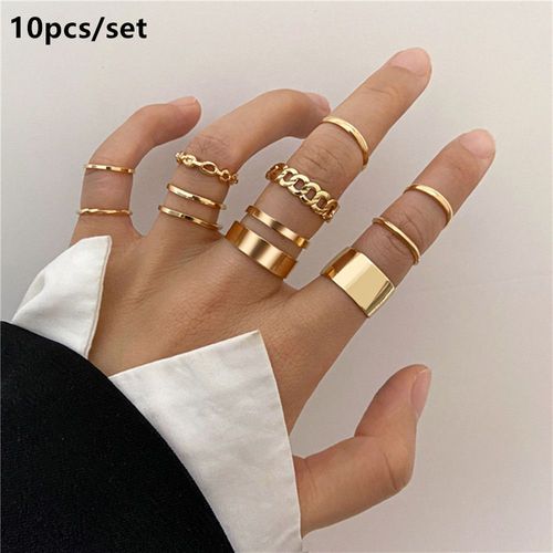 Ensemble De Bagues Vintage En Or Pour Homme Et Femme, Bijoux En Forme De C¿Ur, Papillon Creux, Perle, Croix, Géométrique, 22 Pièces
