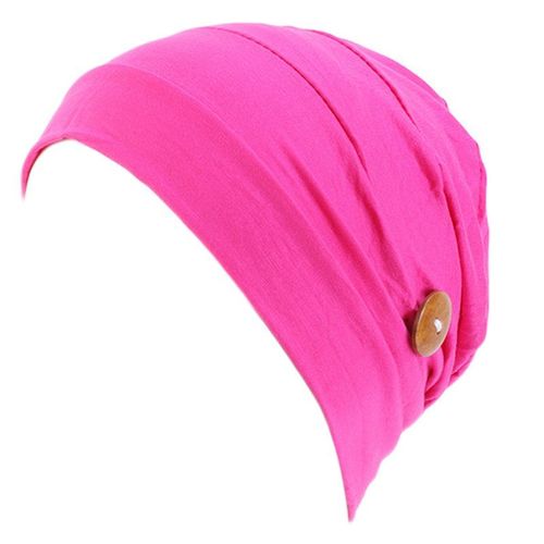 Casquette Turban Plissée En Coton Modal Pour Femmes, Porte-Masque Facial Avec Bouton Fixe, Couleur Unie, Protection Des Oreilles, Enveloppement De Tête, Chimio Extensible
