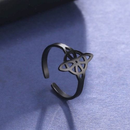 Bague En Acier Inoxydable Couleur Argent, Noeud De Sorcière, Anneau Surnaturel, N¿Ud Celtique, Amulette Wiccan, Bijoux