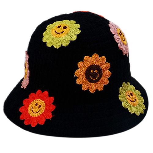 Décor De Fleurs À Large Bord Été Seau Chapeau Crochet Floral Pêcheur Chapeaux Pour Femmes Chapeaux Respectueux De La Peau Grand