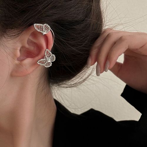 Boucles D'oreilles Clip Papillon En Argent Plaqué Pour Femme, Clips D'oreille Sans Piercing, Manchette D'oreille En Zircone, Bijoux À La Mode, Rotterdam, Kling, Contre-Indiqué, 2022