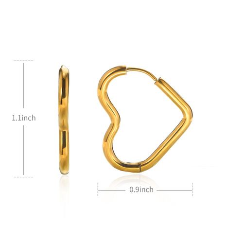 Boucles D'oreilles Coeur D'amour En Acier Inoxydable Pour Femmes, Boucle D'oreille Piercing Cercle, Bijoux Esthétiques De Mariage, Déclaration Tendance, Document Doré