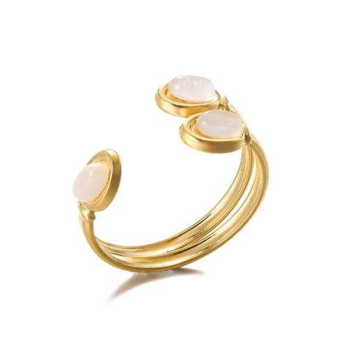 Bague Vintage Opale Pour Femmes, Anneau En Acier Inoxydable, Ouverture En Pierre De Lune, Anneau À La Mode Y2k, Bijoux Créatifs, Esthétique, Cadeaux Pour Les Meilleures Amies