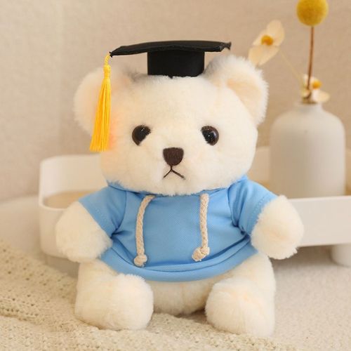 Peluche Ours Docteur Mignon, Poupée Ours De Remise De Diplôme, Cadeau De Saison De Remise Des Diplômes, Ours Chapeau De Docteur Personnalisable Sweat-Shirt Ours Blanc Bleu - 23 Cm (0,115 Kg)