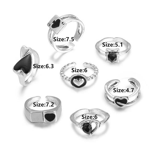 Ensemble De Bagues Punk En Forme De C¿Ur Noir Plaqué Argent Pour Femmes Et Hommes, Bijoux De Doigt, Vintage, Gothique, Rétro, Crâne, Papillon, Serpent
