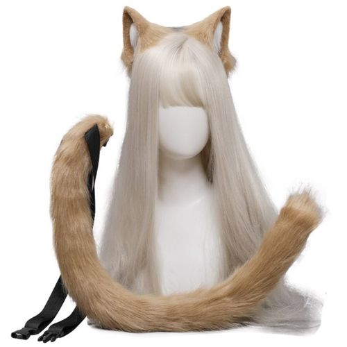 Peluche Cheveux Cerceau Dessin Animé Pour Oreilles De Chat Chapeaux Queue Ensemble Fourrure Bandeau Mignon Casque Anime Cosplay
