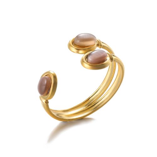 Bague Vintage Opale Pour Femmes, Anneau En Acier Inoxydable, Ouverture En Pierre De Lune, Anneau À La Mode Y2k, Bijoux Créatifs, Esthétique, Cadeaux Pour Les Meilleures Amies