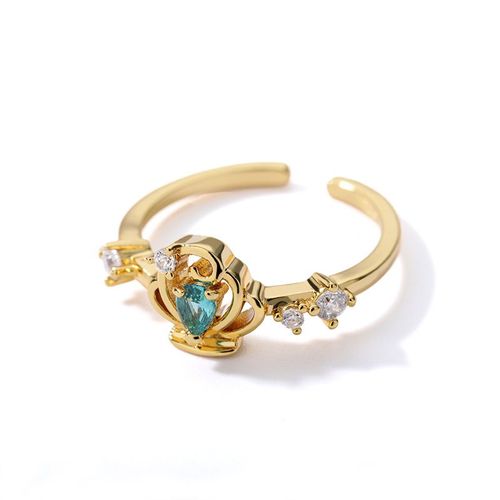 Bagues Couronne En Cristal Bleu Clair Pour Femme, Bague De Princesse Douce Réglable, Réplique De Bijoux De Mariage, Meilleurs Cadeaux Du Jour De Léon Pour Femme