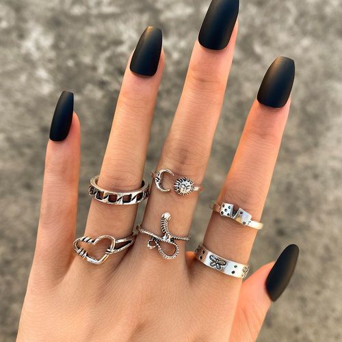 Ensemble De Bagues En Forme D'éléphant, Vintage, Couleur Argent, Fleur, Yeux, Pour Femmes Et Hommes, Punk, Plaqué Argent, Tendance, Bijoux, Cadeaux, 2022