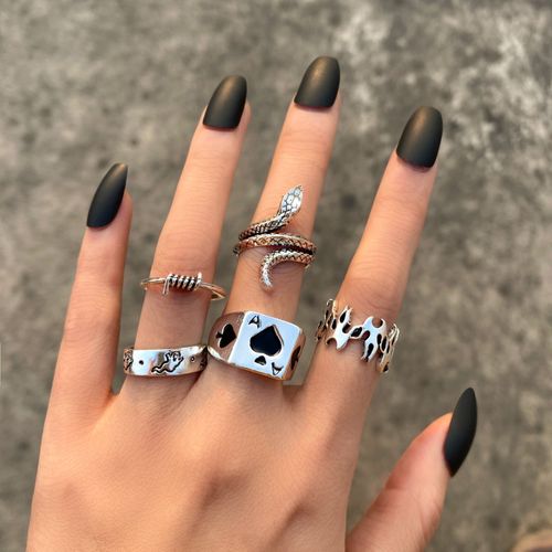 Ensemble De Bagues En Forme D'éléphant, Vintage, Couleur Argent, Fleur, Yeux, Pour Femmes Et Hommes, Punk, Plaqué Argent, Tendance, Bijoux, Cadeaux, 2022