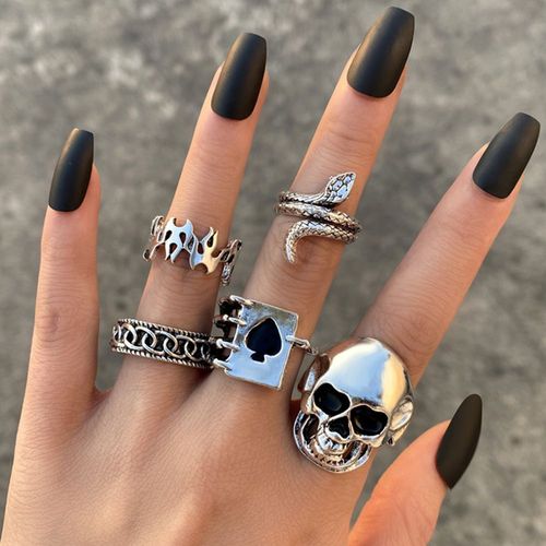 Ensemble De Bagues En Forme D'éléphant, Vintage, Couleur Argent, Fleur, Yeux, Pour Femmes Et Hommes, Punk, Plaqué Argent, Tendance, Bijoux, Cadeaux, 2022