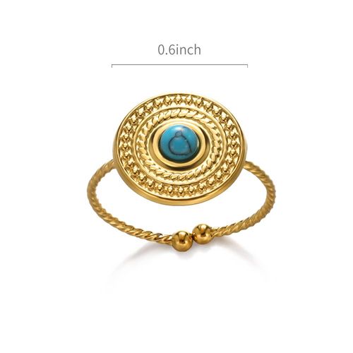 Bagues Ouvertes En Acier Inoxydable Pour Femme, Turquoise Naturelle Verte, Bague Large Plaquée Or, Bijoux De Luxe Pour Couple, Chimie Féminine