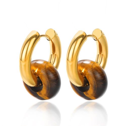 Boucles D'oreilles Rondes Multicolores En Pierre Naturelle Pour Femme, 1 Paire, Bijoux Boho Opale En Acier Inoxydable, Cadeaux Coréens
