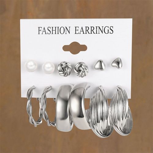 Ensemble De Boucles D'oreilles Créoles Torsadées Perle Pour Femmes, Boucles D'oreilles Pendantes Coeur Et Papillon En Métal, Bijoux Géométriques À La Mode, Document Doré, Carillon