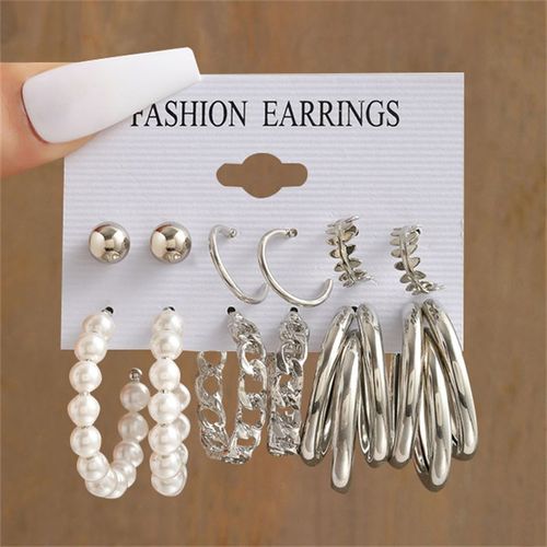 Ensemble De Boucles D'oreilles Créoles Torsadées Perle Pour Femmes, Boucles D'oreilles Pendantes Coeur Et Papillon En Métal, Bijoux Géométriques À La Mode, Document Doré, Carillon