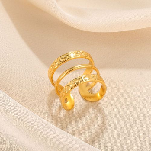 Bagues Ouvertes Déformées En Acier Inoxydable Pour Hommes Et Femmes, Bijoux Punk Rock, Texture Irrégulière
