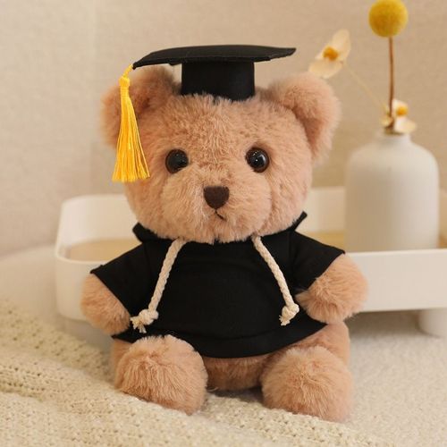 Peluche Ours Docteur Mignon, Poupée Ours De Remise De Diplôme, Cadeau De Saison De Remise Des Diplômes, Ours Chapeau De Docteur Personnalisable Sweat-Shirt Camel Bear Noir - 23 Cm (0,115 Kg)