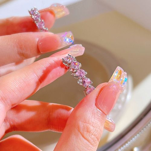 Y2k-Bagues En Cristal Rose Pour Femmes, Bijoux De Fête, N¿Ud Gothique, Géométrique, Ouvert