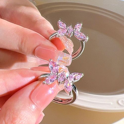 Y2k-Bagues En Cristal Rose Pour Femmes, Bijoux De Fête, N¿Ud Gothique, Géométrique, Ouvert