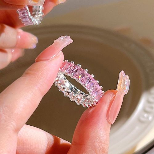 Y2k-Bagues En Cristal Rose Pour Femmes, Bijoux De Fête, N¿Ud Gothique, Géométrique, Ouvert