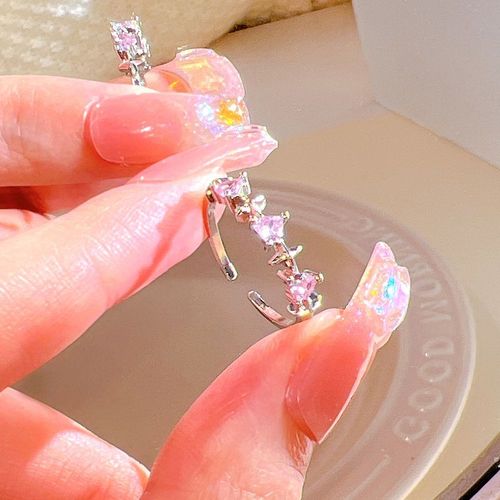 Y2k-Bagues En Cristal Rose Pour Femmes, Bijoux De Fête, N¿Ud Gothique, Géométrique, Ouvert