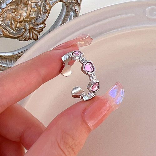Y2k-Bagues En Cristal Rose Pour Femmes, Bijoux De Fête, N¿Ud Gothique, Géométrique, Ouvert