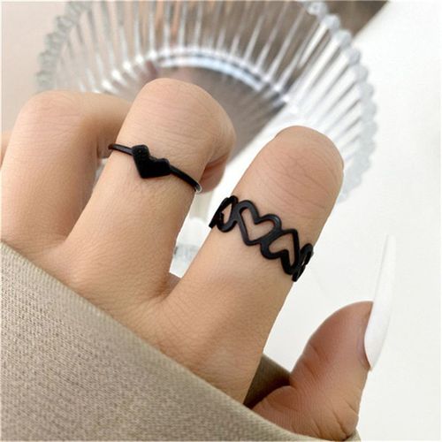 Ensemble De Matiques Punk Coeur Papillon Pour Femme, Croix De Document Noir, Bague En Métal Géométrique Creuse, Bague Chimfinger, Cadeau De Bijoux, 14 Pièces Par Ensemble