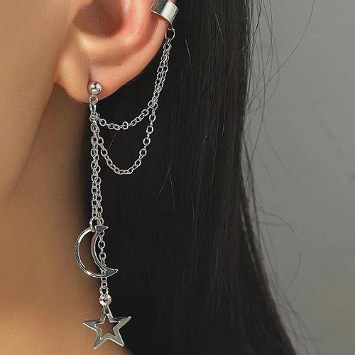 Boucles D'oreilles En Plaqué Or Pour Femmes Et Filles, Sans Piercing, Couleur Argent, Longue Chaîne, Bijoux Tendance, Cadeau