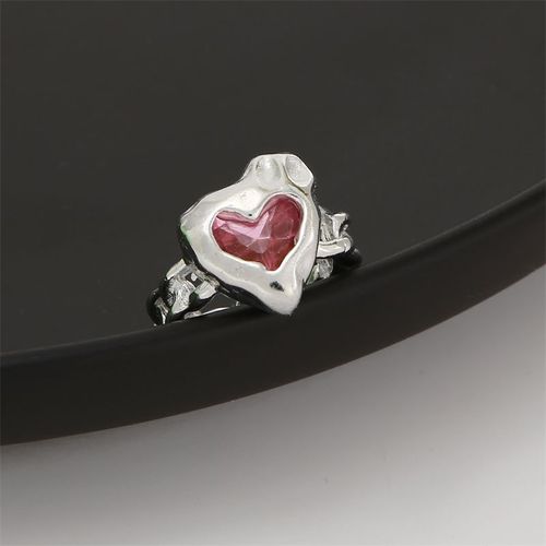Bague Ouverte Coeur D'amour Pour Femme, Bague En Cristal Géométrique Kpop, Pierre De Lune, Bague Gothique, Accessoires Y2k, Bijoux En Gros