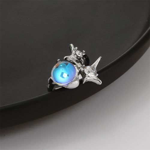 Bague Ouverte Coeur D'amour Pour Femme, Bague En Cristal Géométrique Kpop, Pierre De Lune, Bague Gothique, Accessoires Y2k, Bijoux En Gros