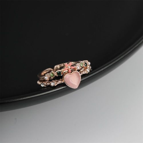 Bague Ouverte Coeur D'amour Pour Femme, Bague En Cristal Géométrique Kpop, Pierre De Lune, Bague Gothique, Accessoires Y2k, Bijoux En Gros