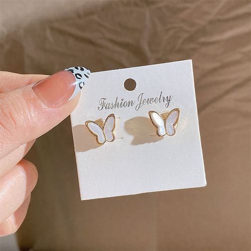 Pendentif Papillon En Métal, Chaîne, Petites Boucles D'oreilles, Bijoux Pour Femmes, Mode Géométrique Irrégulière, Piercing Circulaire, Ensemble De Boucles D'oreilles