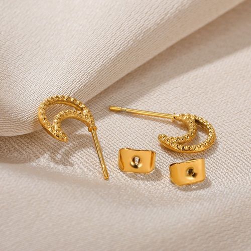 Boucles D'oreilles Créoles En Acier Inoxydable Doré Pour Hommes Et Femmes, Pendentifs Punk, Métal Lisse, Déclaration, Cadeau De Bijoux Vintage