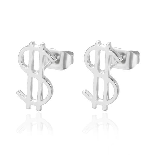 Boucles D'oreilles En Acier Inoxydable À $ Dollar Signe Boucles D'oreilles Pour Femmes Hommes Charme Punk Fête Argent Signe Bijoux Piercing Accessoires