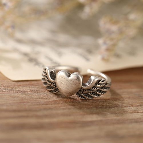Bague Vintage Plaqué Argent Avec Ailes D'ange Pour Femme, Gothique, Punk, Steampunk, C¿Ur, Papillon, Crâne, Ensemble De Bijoux De Ix, 2021