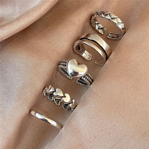 Bague Vintage Plaqué Argent Avec Ailes D'ange Pour Femme, Gothique, Punk, Steampunk, C¿Ur, Papillon, Crâne, Ensemble De Bijoux De Ix, 2021