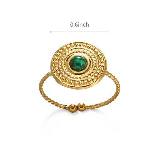 Bagues Ouvertes En Acier Inoxydable Pour Femme, Turquoise Naturelle Verte, Bague Large Plaquée Or, Bijoux De Luxe Pour Couple, Chimie Féminine