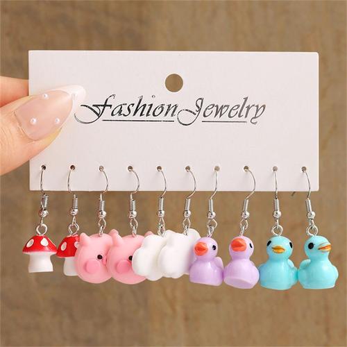 Ensemble De Boucles D'oreilles Canard, Dessin Animé, Animal Coloré, Papillon, Nuage Blanc, Grenouille, Cochon, Pour Femme Et Fille, Bijoux, Cadeaux, Nouvelle Collection 2022