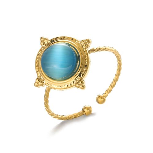 Chimopal-Bague En Pierre Naturelle Bleue Verte Irrégulière Pour Femme, Acier Inoxydable, Bague Esthétique, Cadeau De Bijoux De Mariage Vintage