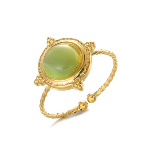 Chimopal-Bague En Pierre Naturelle Bleue Verte Irrégulière Pour Femme, Acier Inoxydable, Bague Esthétique, Cadeau De Bijoux De Mariage Vintage