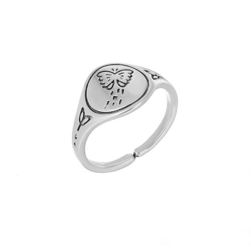 Bague Avec Lettre Noire Gravée Pour Maman, Meilleur Cadeau De Fête Des Mères, Bague En C¿Ur D'amour Papillon Pour Femmes, Bijoux Romantiques