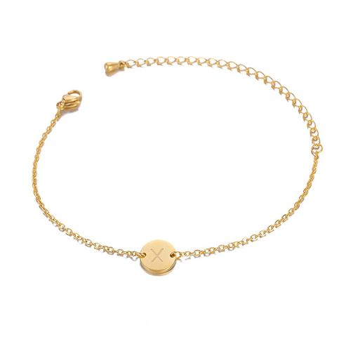 Bracelet À Lettres En Acier Inoxydable Pour Femmes Et Hommes, Gourmette À Breloques De L'alphabet À La Mode, Chaîne Ajustable, Empilable, Bijoux De Couple, Cadeau