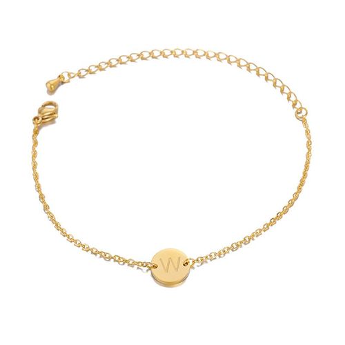 Bracelet À Lettres En Acier Inoxydable Pour Femmes Et Hommes, Gourmette À Breloques De L'alphabet À La Mode, Chaîne Ajustable, Empilable, Bijoux De Couple, Cadeau