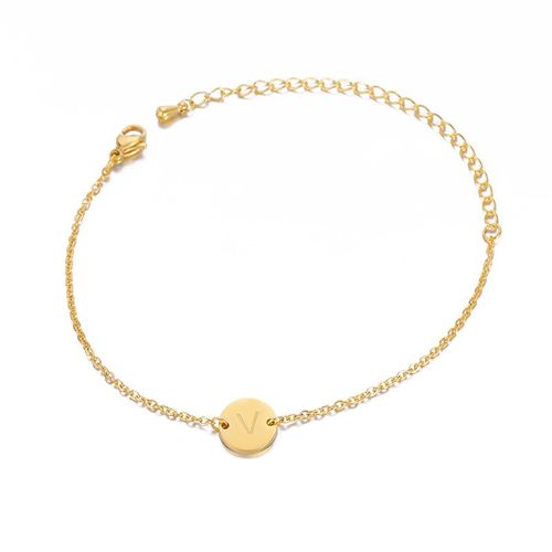 Bracelet À Lettres En Acier Inoxydable Pour Femmes Et Hommes, Gourmette À Breloques De L'alphabet À La Mode, Chaîne Ajustable, Empilable, Bijoux De Couple, Cadeau